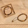 Tigers Eye Gemstone Adjustable Dog Dad Mens Bead Bracelet