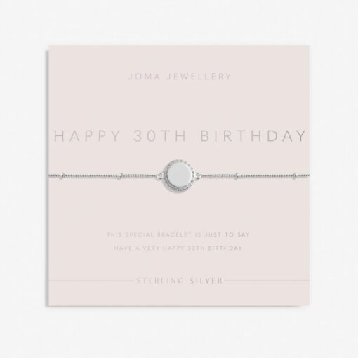 Joma Jewellery Sterling Silver 'Happy 30th Birthday' Bracelet