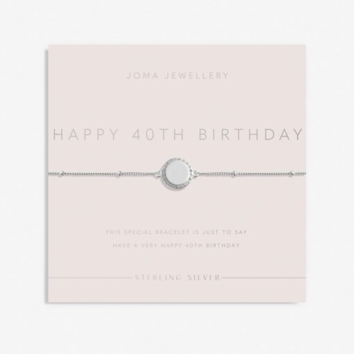 Joma Jewellery Sterling Silver 'Happy 40th Birthday' Bracelet