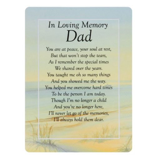 GRAVESIDE MEMORIAL CARDS - LOVING MEMORY OF DAD